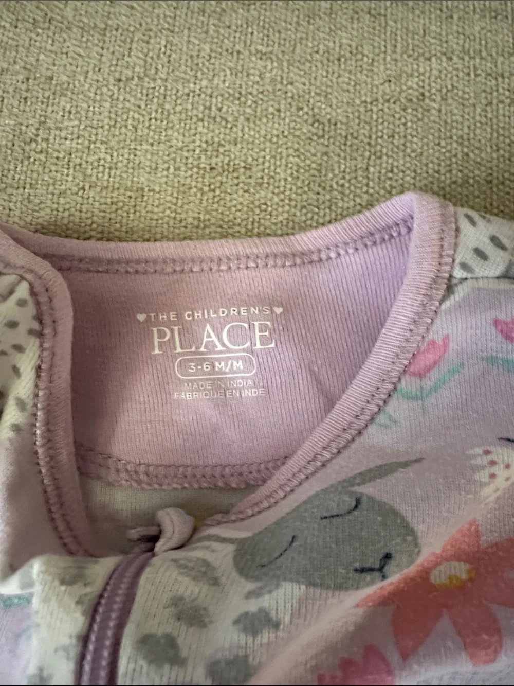 The Children's Place Lavender Sheep & Pink Elephant Zip Footies